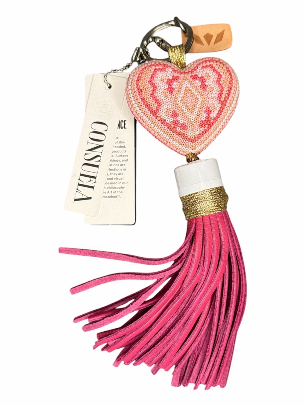 NWT Consuela Natasha Charm Heart Tassel Bag Charm Keychain